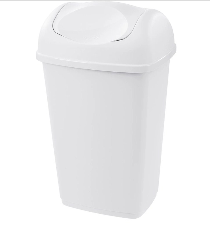 Відро для сміття AUCHAN прямокутне, біле, 15 л (656104)